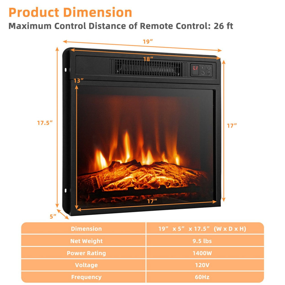 18 Electric Fireplace Inserts and Freestanding Adjustable Heater Log Flame 1400W Image 2