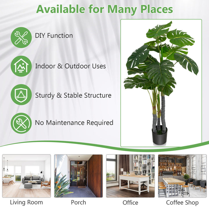 4FT Artificial Tree Artificial Monstera Palm Tree Fake Plant for Indoor Outdoor Image 8