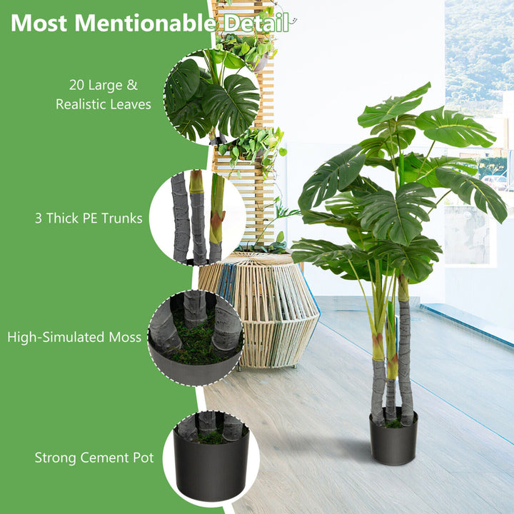 4FT Artificial Tree Artificial Monstera Palm Tree Fake Plant for Indoor Outdoor Image 10