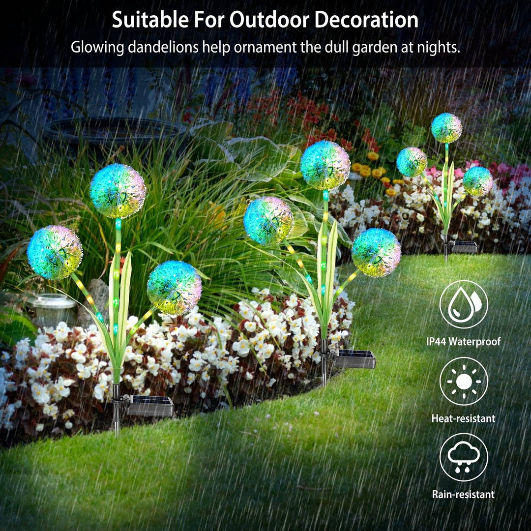 2Pcs Solar Dandelion Light 36 LED Waterproof Garden Stake Lamp Colorful Image 3