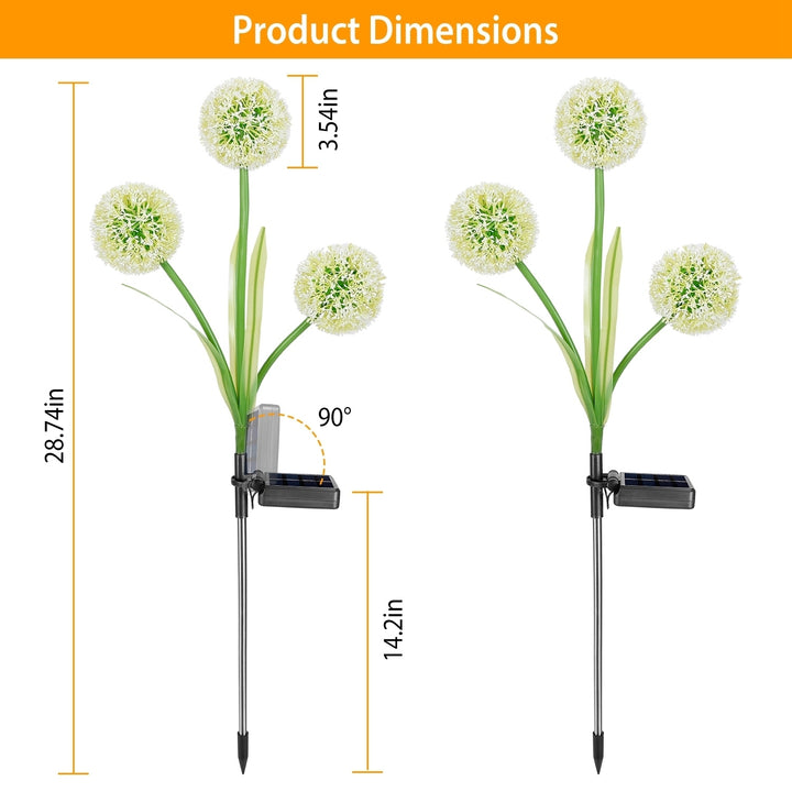 2Pcs Solar Dandelion Light 36 LED Waterproof Garden Stake Lamp Colorful Image 5