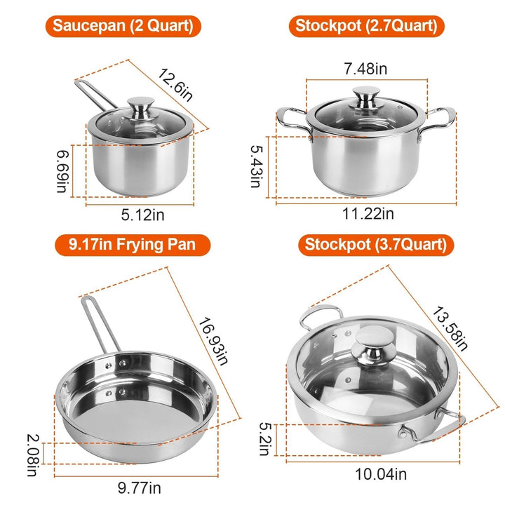 Stainless Steel Cookware Set Induction 5 Pieces Fast Even Heat Dishwasher Safe Image 3