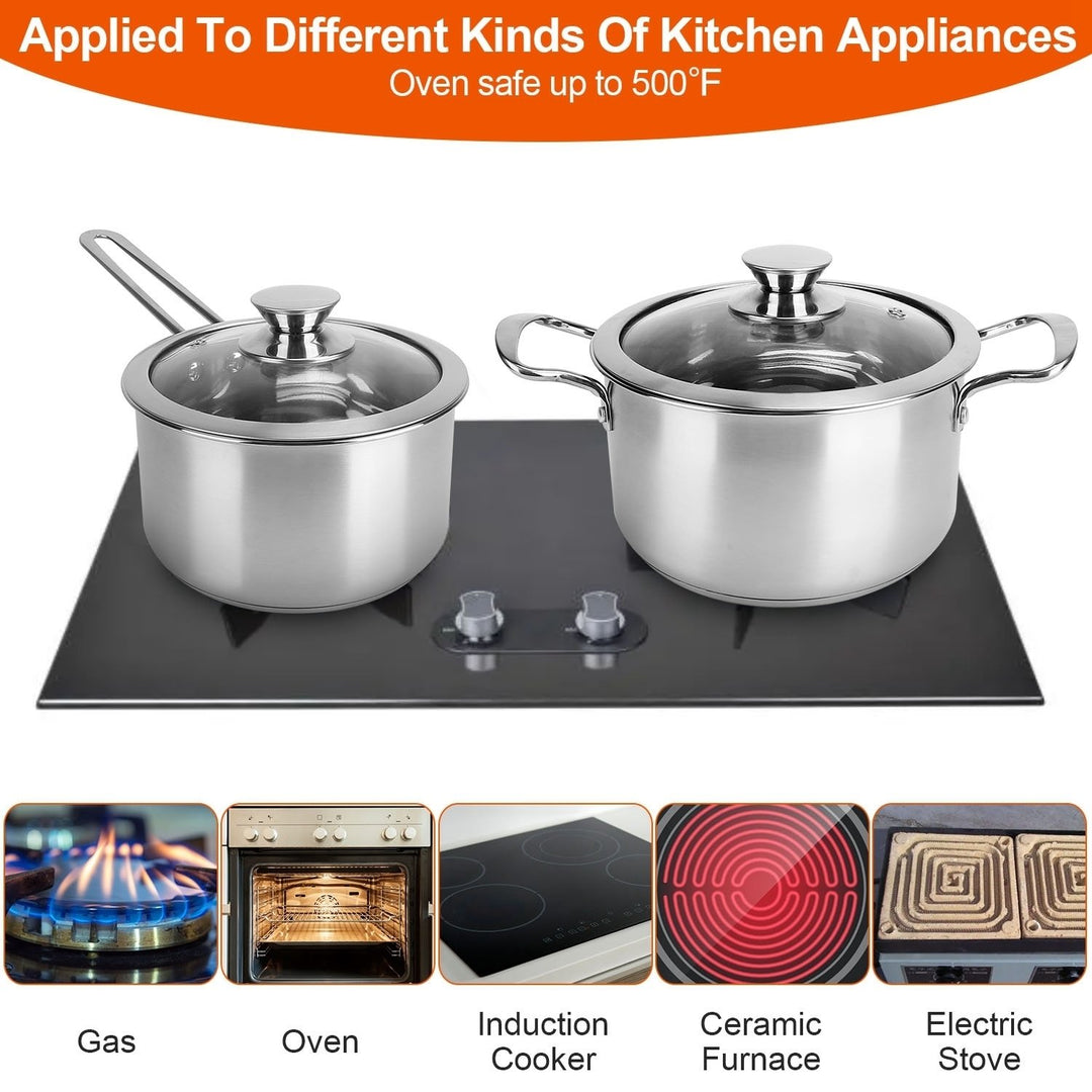 Stainless Steel Cookware Set Induction 5 Pieces Fast Even Heat Dishwasher Safe Image 6