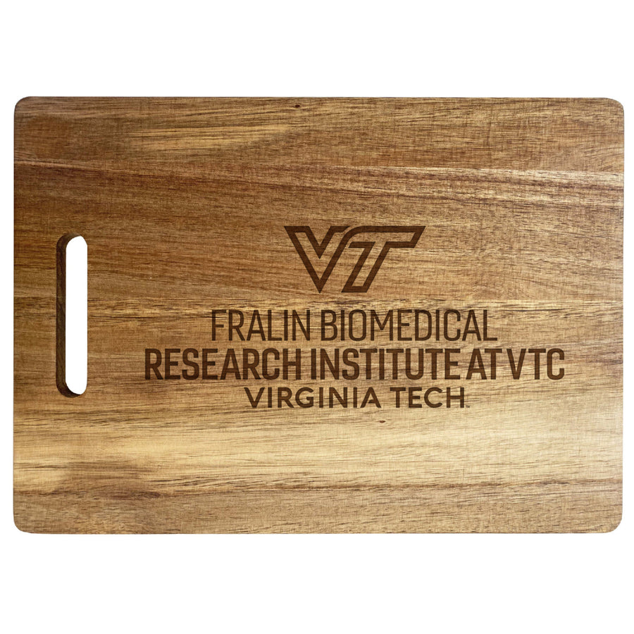 Virginia Tech Fralin Biomedical Research Institute Engraved Wooden Cutting Board 10" x 14" Acacia Wood - Large Engraving Image 1