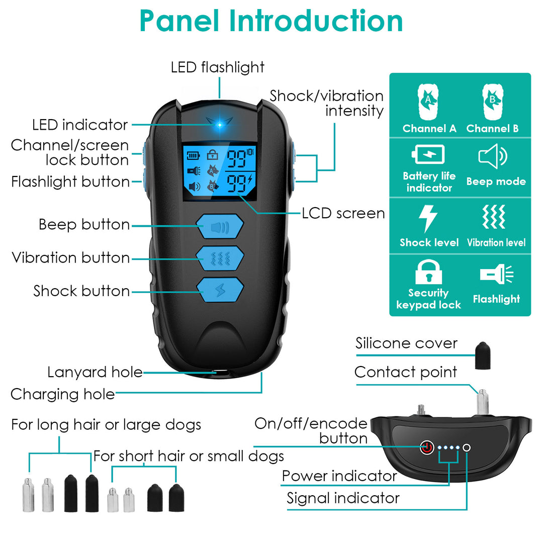 Dog Training Collar Remote Rechargeable Waterproof Adjustable for Large Dogs Image 8