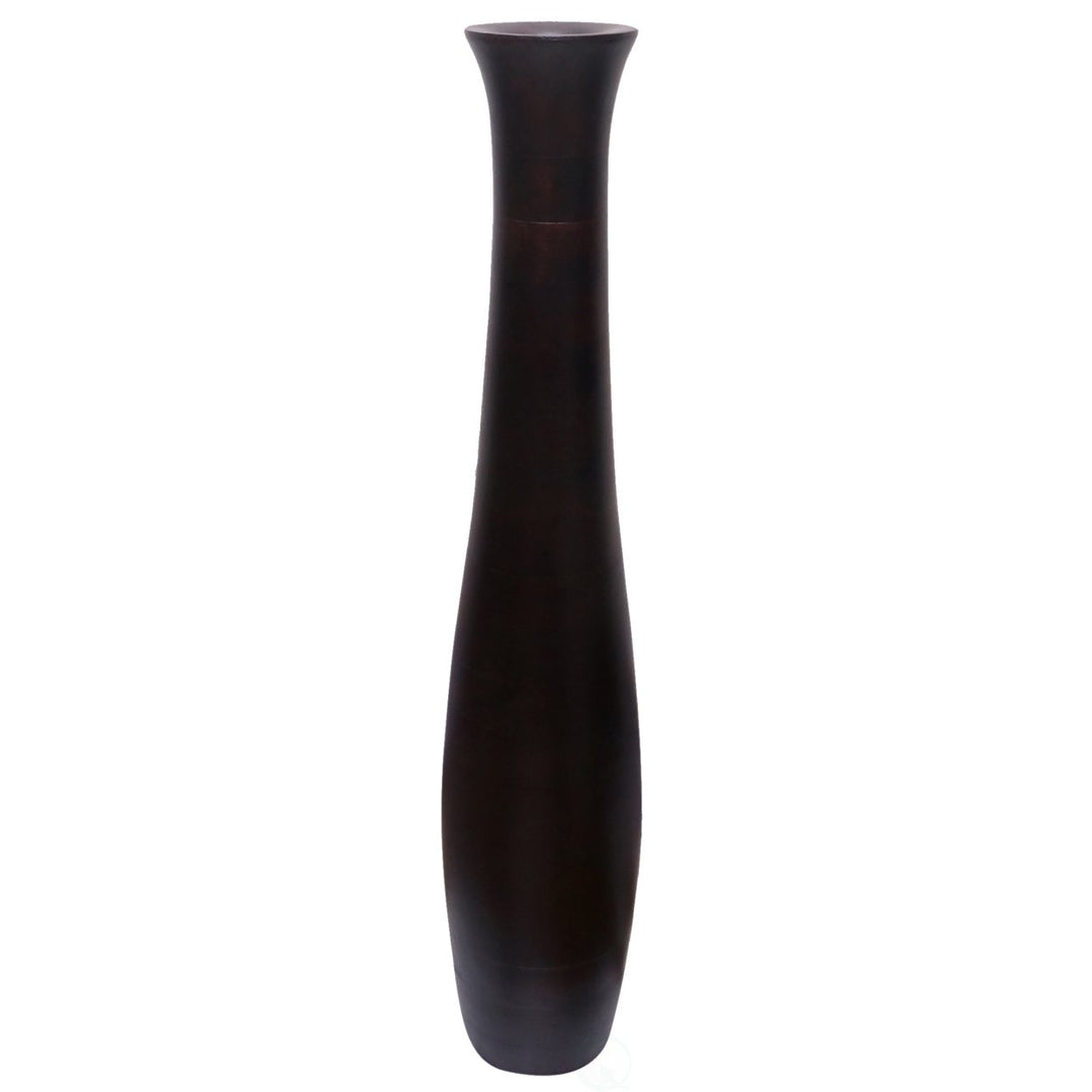 30 Inch Brown Mango Wood Curved Floor Vase Modern Decorative Home Accent Image 3