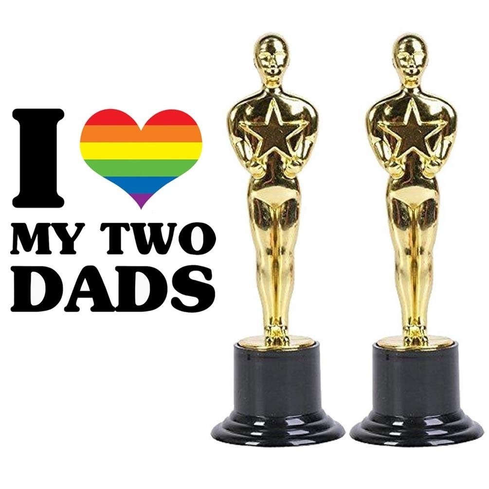 My Two Dads Trophy Award Happy Fathers Day LGBT Novelty Gift 2023 Image 1