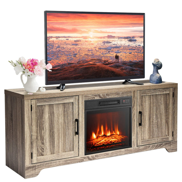 1400W Electric Fireplace TV Stand Storage Cabinet Console andHeater for 65" TV Image 1