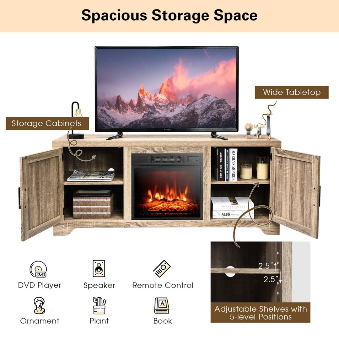 1400W Electric Fireplace TV Stand Storage Cabinet Console andHeater for 65" TV Image 5