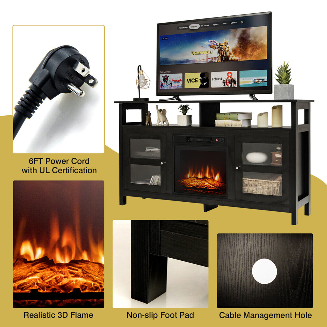 58 Fireplace TV Stand W/18 1400W Electric Fireplace up to 65 Black Image 10