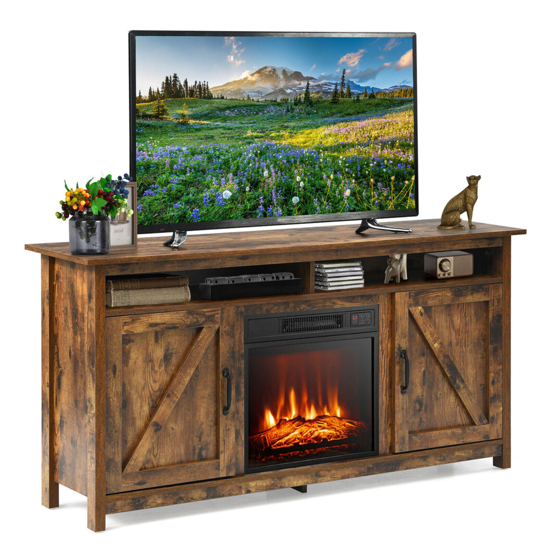 60 Industrial Fireplace TV Stand W/ 18 1400W Electric Fireplace Image 1