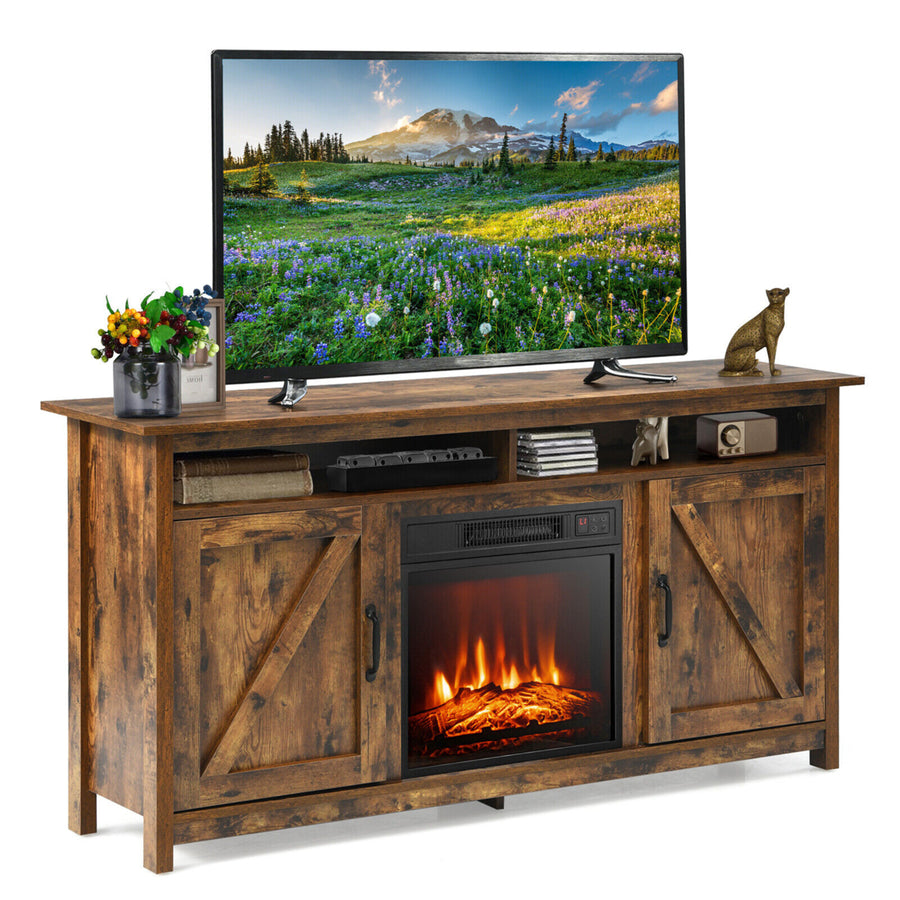 60 Industrial Fireplace TV Stand W/ 18 1400W Electric Fireplace Image 1