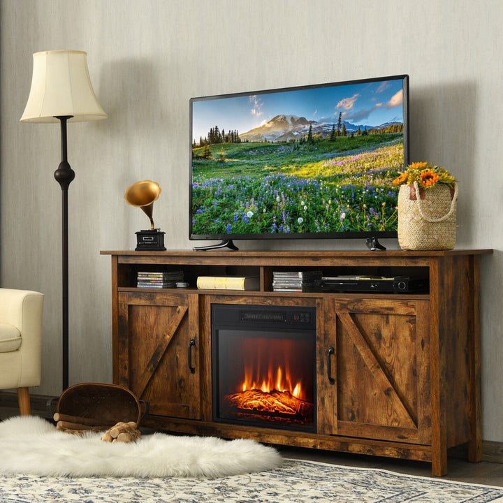 60 Industrial Fireplace TV Stand W/ 18 1400W Electric Fireplace Image 4