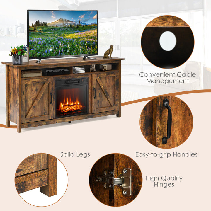 60 Industrial Fireplace TV Stand W/ 18 1400W Electric Fireplace Image 10