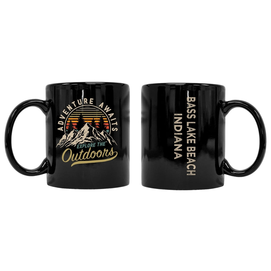 Bass Lake Beach Indiana Souvenir Adventure Awaits 8 oz Coffee Mug 2-Pack Image 1