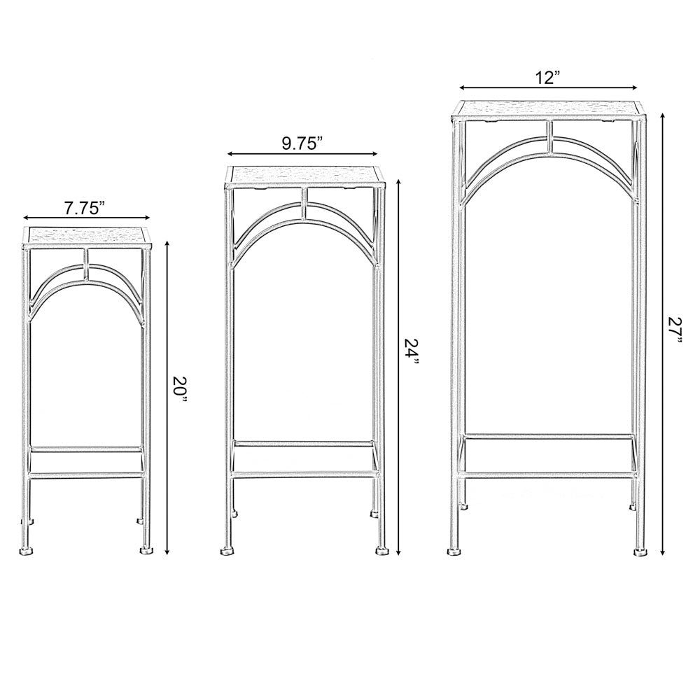 Gold Metal Square Plant Stand Set of 3 with White Marble Top Modern Image 4