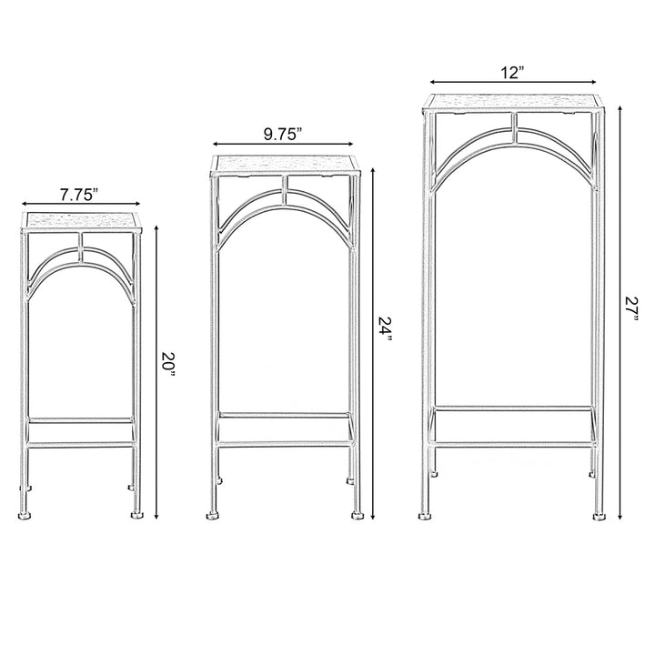 Gold Metal Square Plant Stand Set of 3 with White Marble Top Modern Image 4