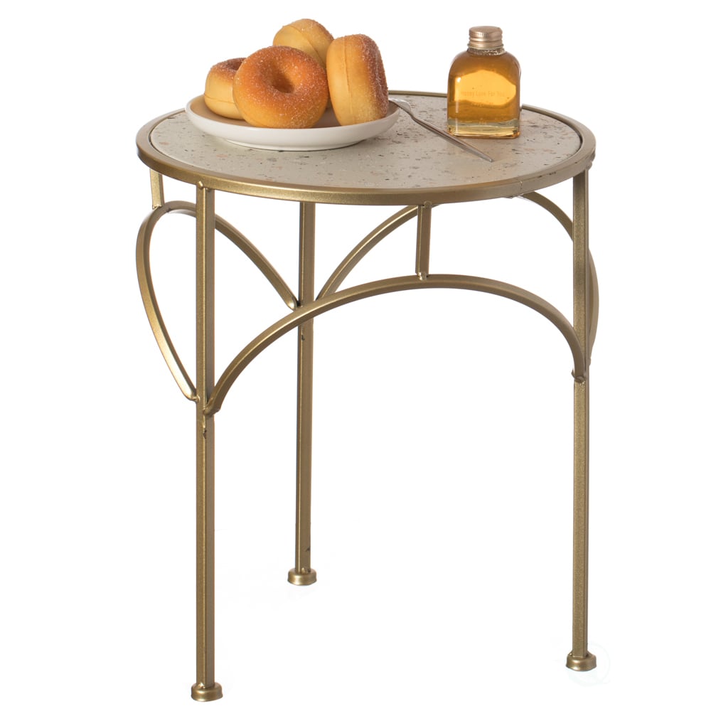 Gold Metal Round Plant Stand Set of 3 with White Marble Top Modern Design Image 2