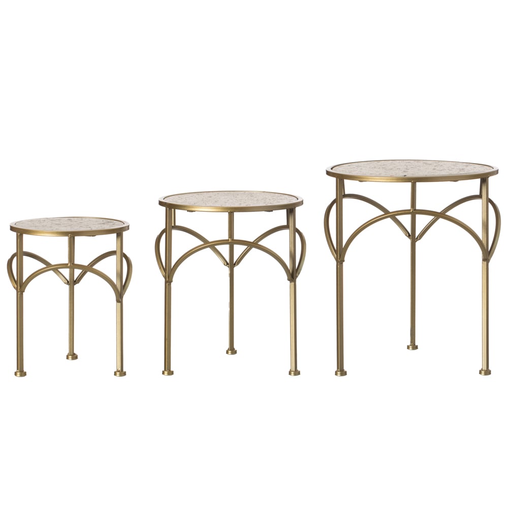 Gold Metal Round Plant Stand Set of 3 with White Marble Top Modern Design Image 9