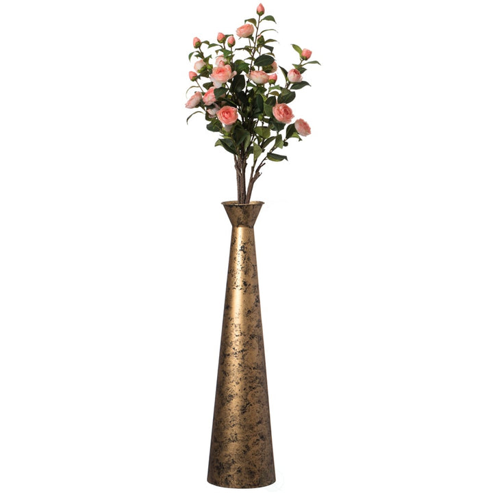 Brushed Paint Unique Straight Vase: Modern Metal Decorative Floor Vase - Flower Holder for Entryway, Living Room, or Image 5