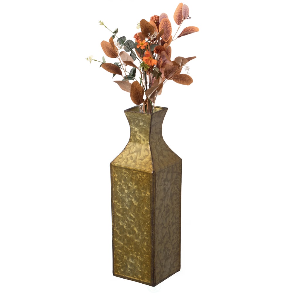 Decorative Antique Style Metal Bottle Shape Gold Floor Vase for Entryway, Living Room, Dining Room, , Centerpiece, Image 3