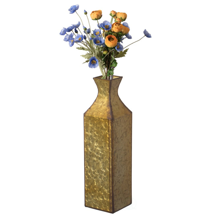 Decorative Antique Style Metal Bottle Shape Gold Floor Vase for Entryway, Living Room, Dining Room, , Centerpiece, Image 1