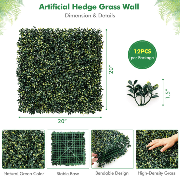 12Pcs Artificial Peanut Leaf Hedges Panels 20 x 20 Fence Wall Plant Image 2