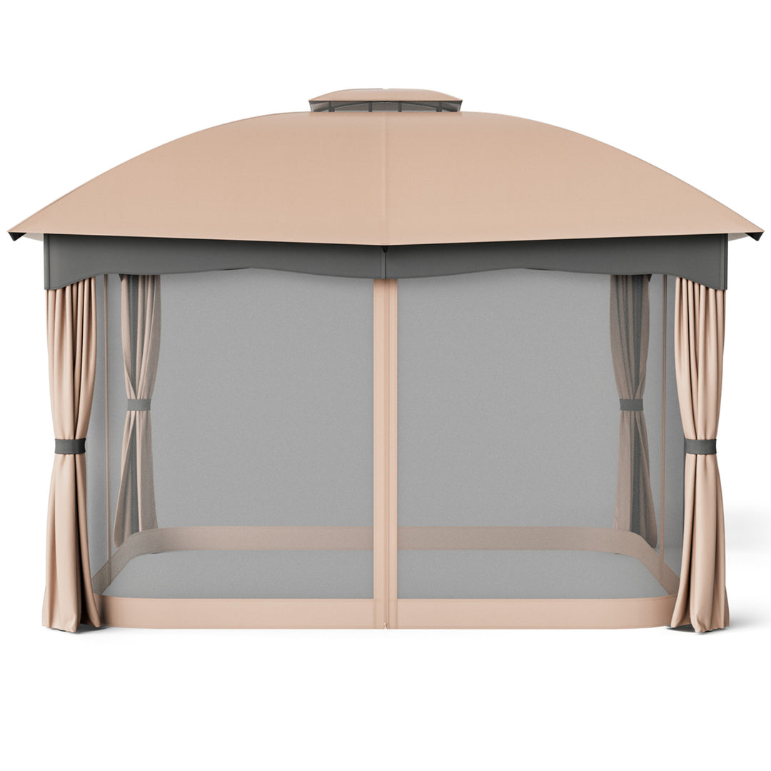 Patio 12 x 10 Canopy Heavy Duty Steel Gazebo Double Vented Outdoor Brown Image 10