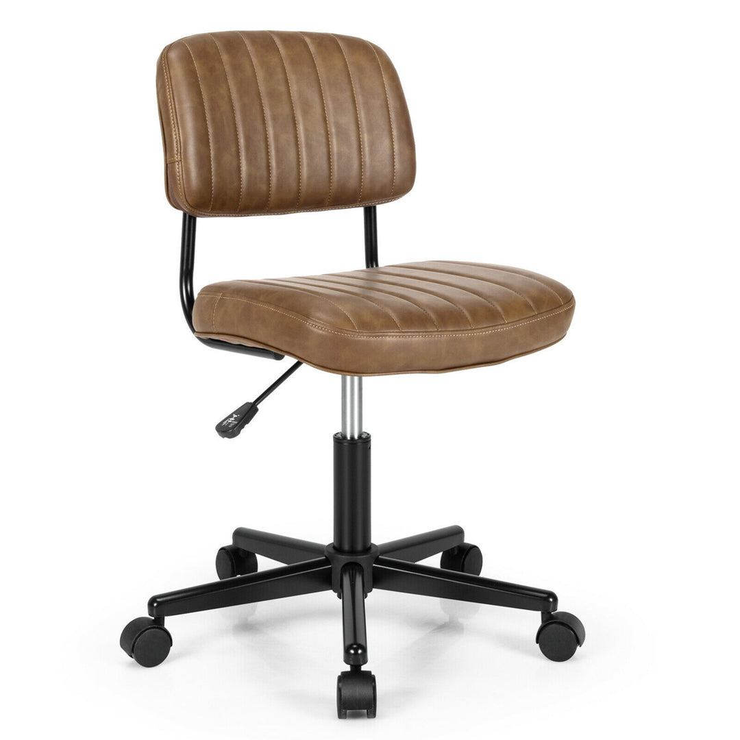 PU Leather Office Chair Adjustable Swivel Task Chair w/ Backrest Image 5