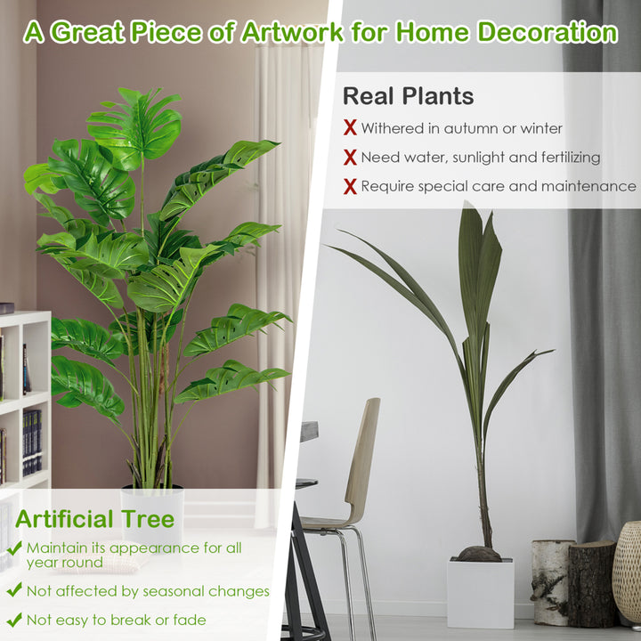 2-Pack 5 ft Artificial Tree Potted Fake Faux Monstera Deliciosa Plant Home Office Image 7