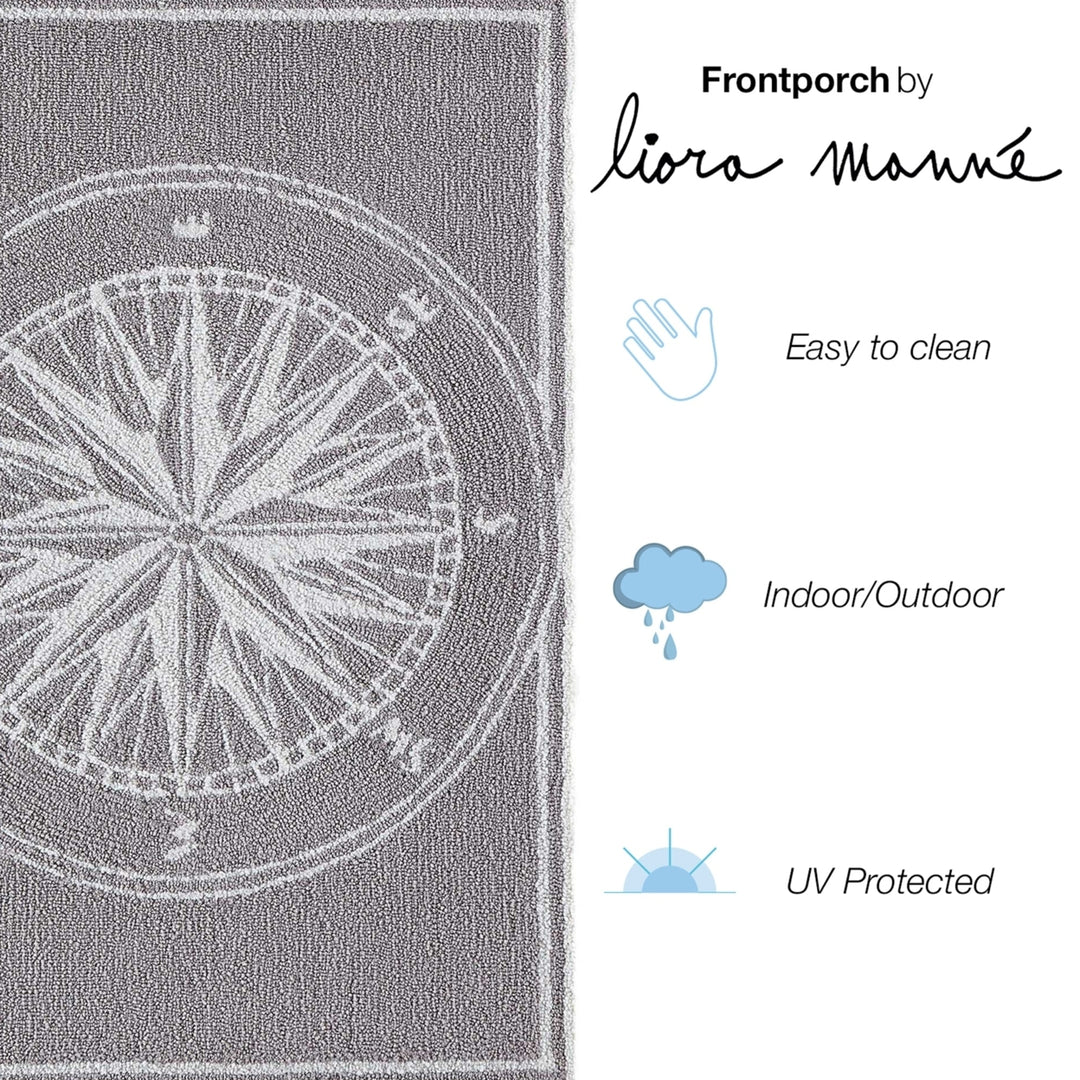 Liora Manne Frontporch Compass Indoor Outdoor Area Rug Grey Image 10