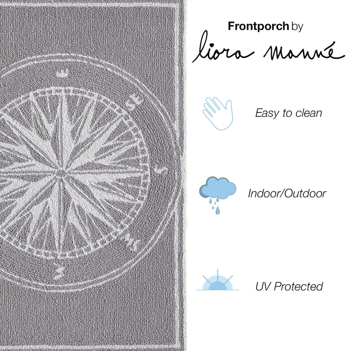 Liora Manne Frontporch Compass Indoor Outdoor Area Rug Grey Image 10