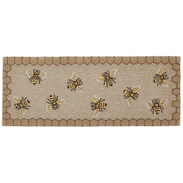 Liora Manne Honeycomb Bee Outdoor Indoor Area Rug Natural 80% Polyester Image 8