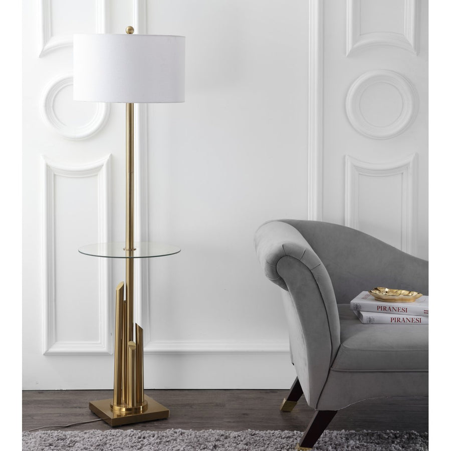 SAFAVIEH Ambrosio Floor Lamp Side Table  Brass Image 1