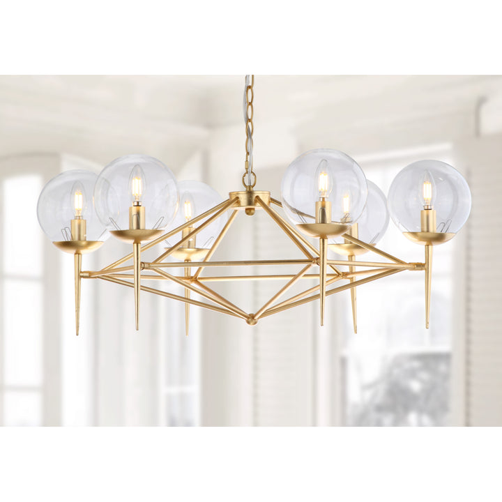 SAFAVIEH Greyor 6 Light 34" Chandelier  Gold Image 1