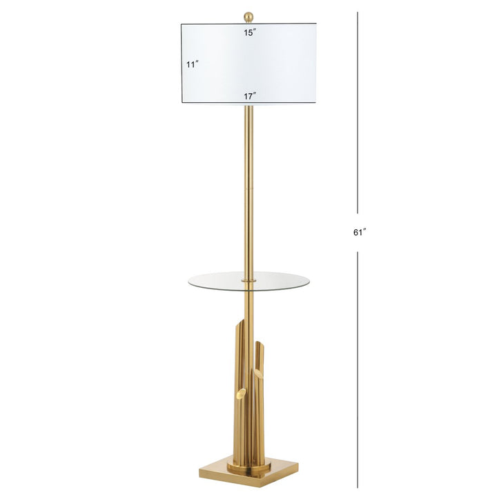 SAFAVIEH Ambrosio Floor Lamp Side Table  Brass Image 4