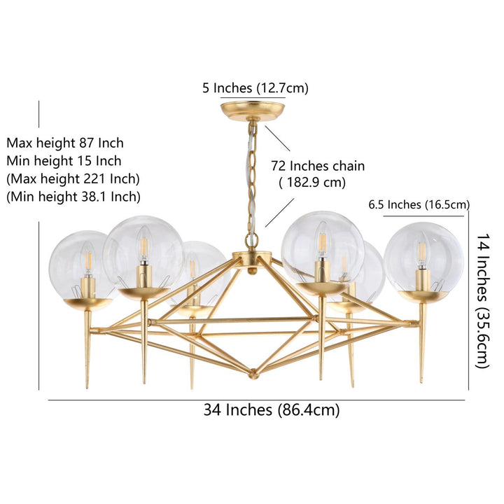 SAFAVIEH Greyor 6 Light 34" Chandelier  Gold Image 5