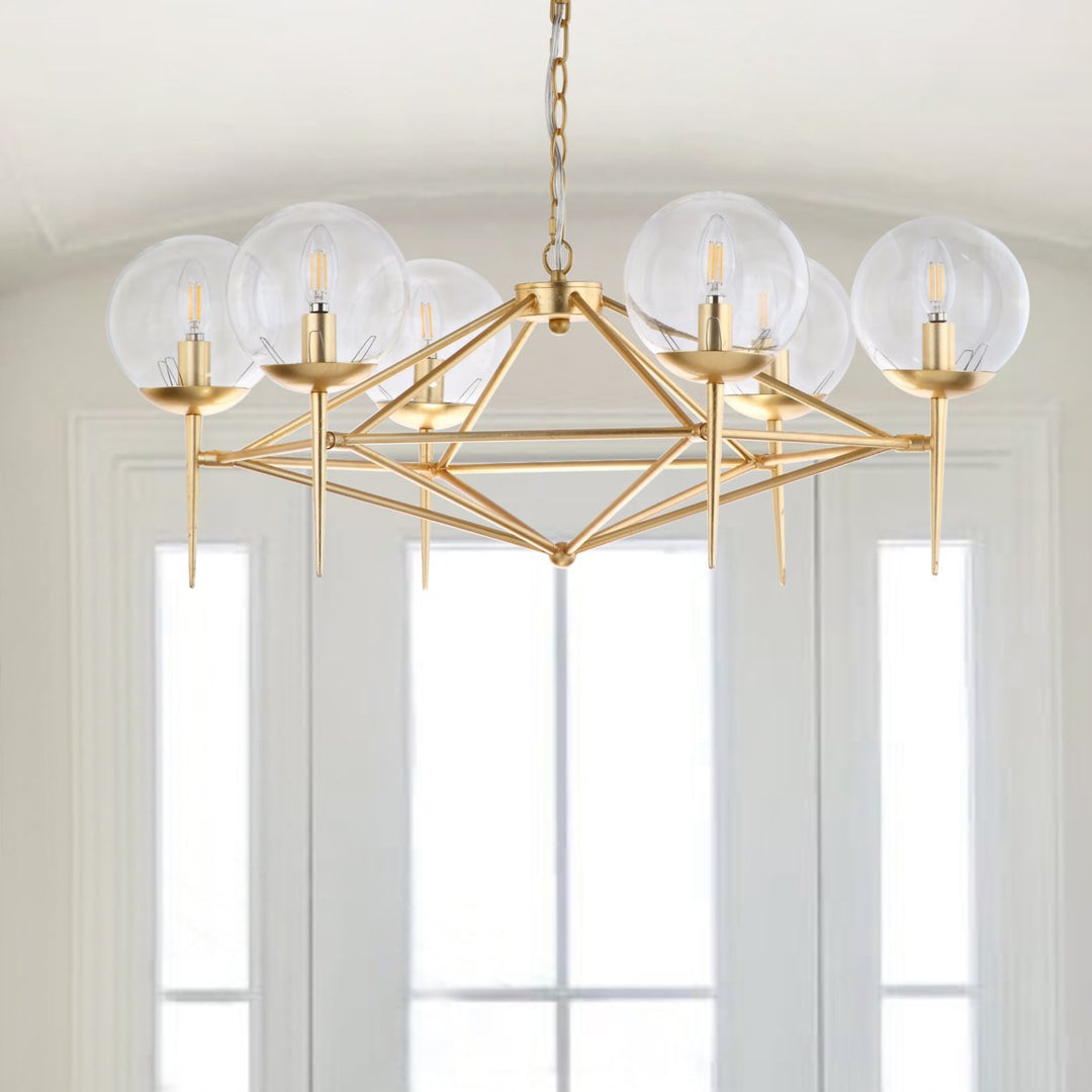 SAFAVIEH Greyor 6 Light 34" Chandelier  Gold Image 6