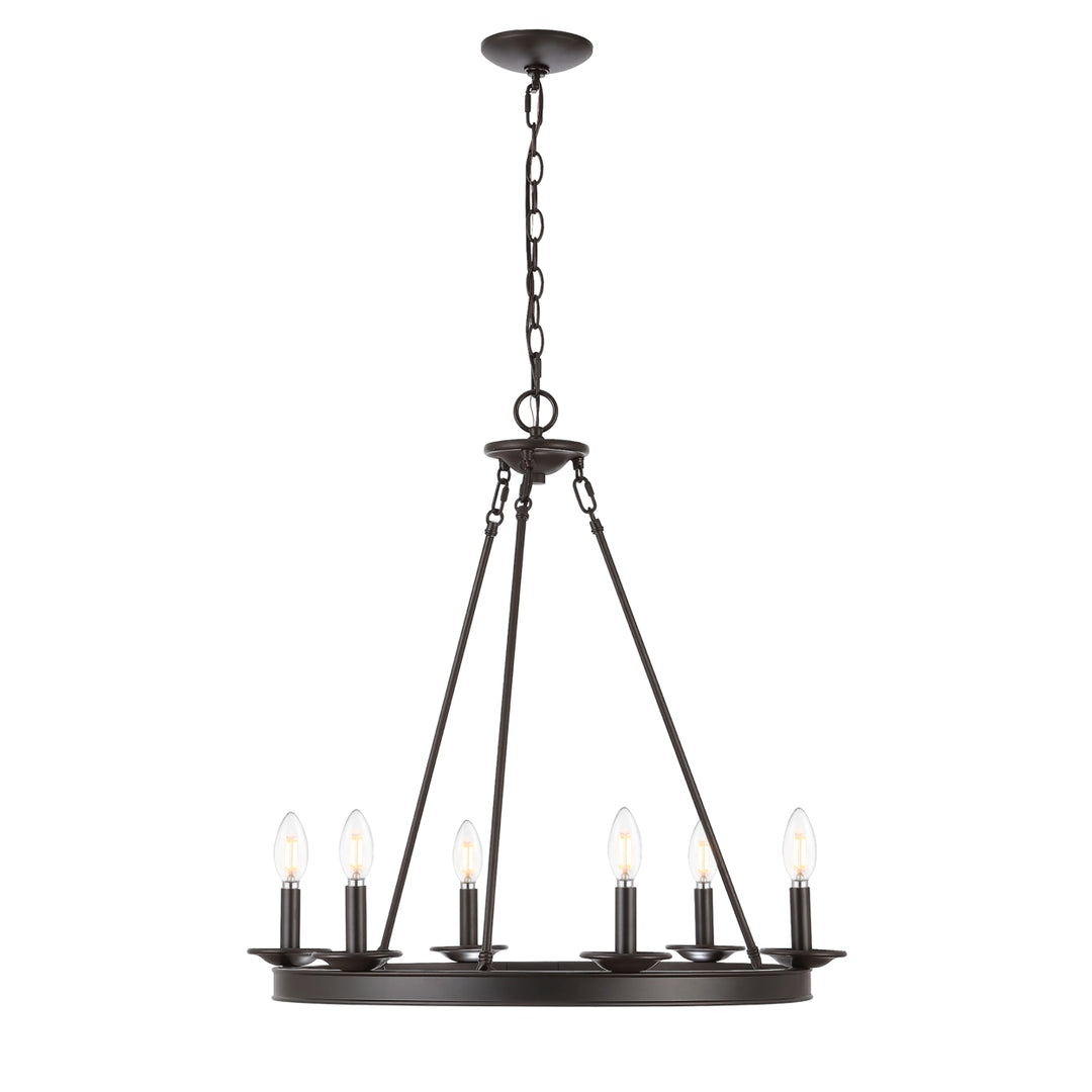 SAFAVIEH Joris 6 Light 26.25" Chandelier  Oil Rub Bronze Image 3