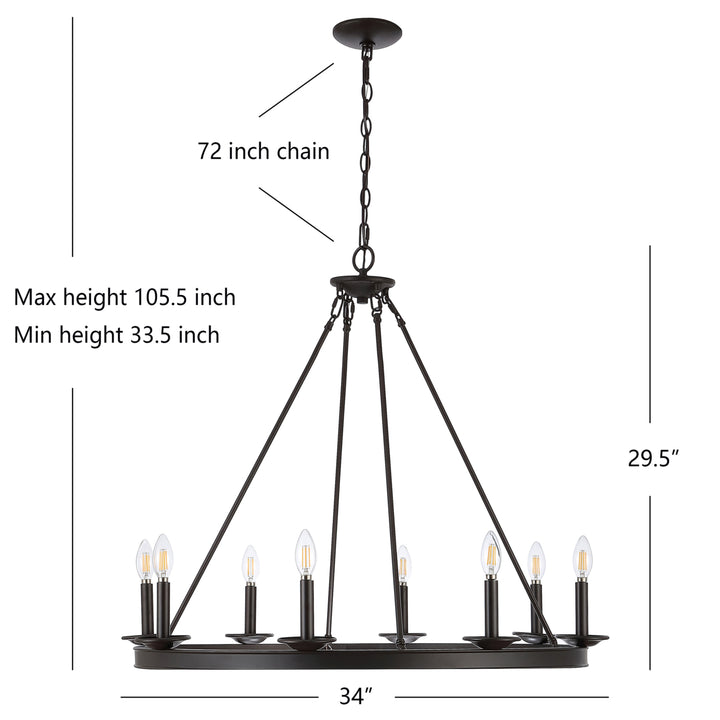 SAFAVIEH Fauna 8 Light 34" Chandelier  Oil Rub Bronze Image 4