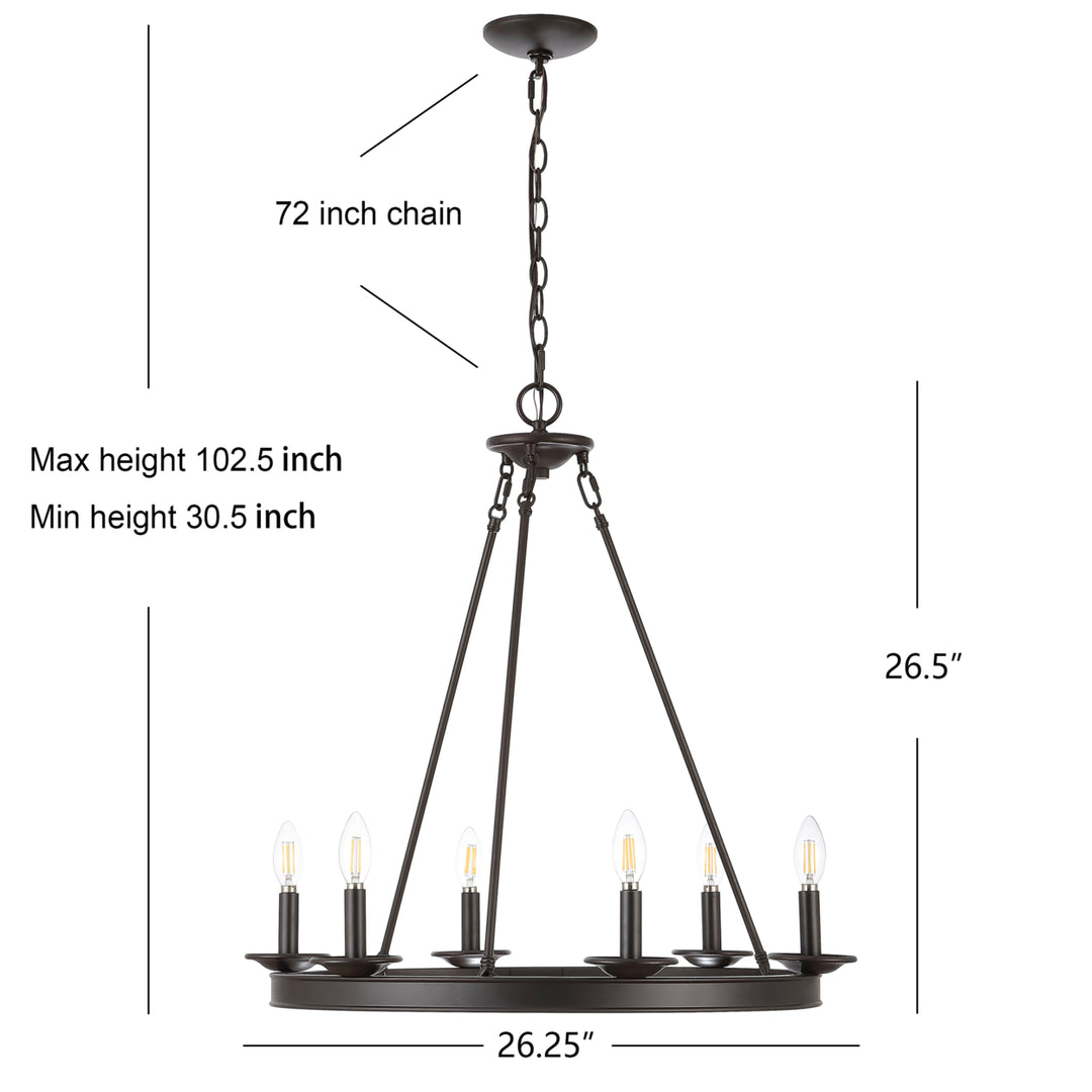 SAFAVIEH Joris 6 Light 26.25" Chandelier  Oil Rub Bronze Image 4