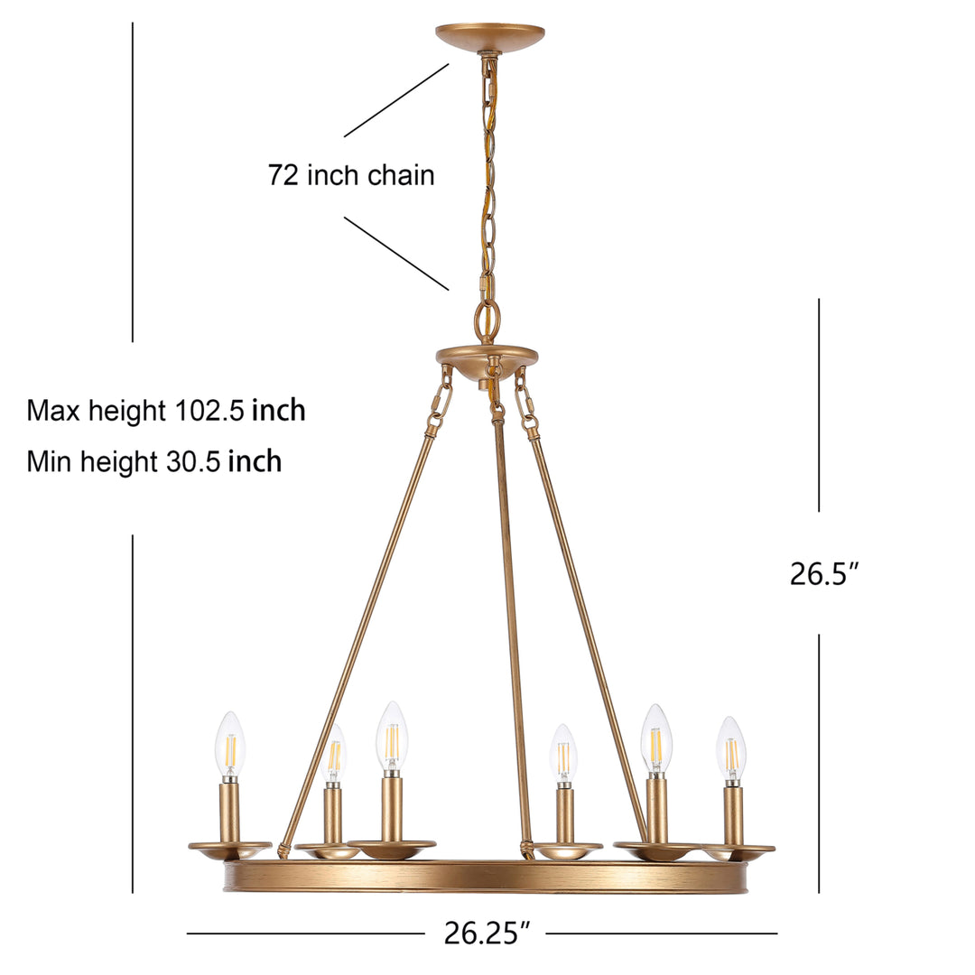 SAFAVIEH Joris 6 Light 26.25" Chandelier  Gold Image 4