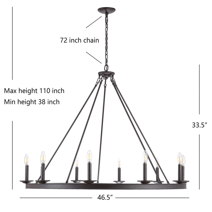 SAFAVIEH Telta 10 Light 46.5" Chandelier  Oil Rub Bronze Image 3