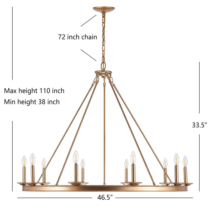 SAFAVIEH Telta 10 Light 46.5" Chandelier  Gold Image 4