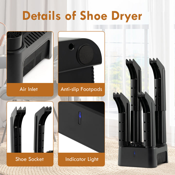 4 Shoe Electric Dryer W/ Timer, Fan For Boot Glove Prevent Odor Mold and Bacteria Image 9