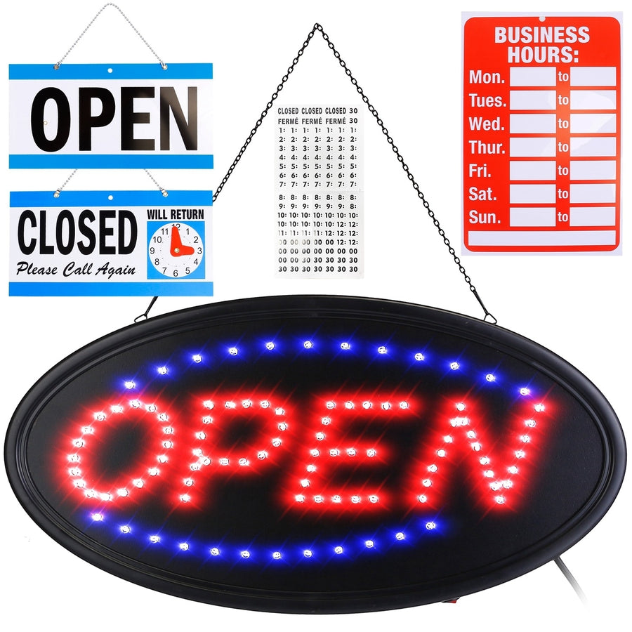 LED Open Sign Neon Display Board Dual Mode Red Blue Energy Efficient 110V Image 1