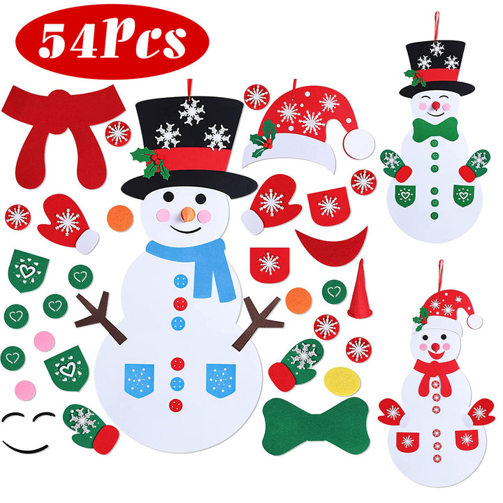 Felt Christmas Snowman DIY Decoration Set 54 Pieces Multi-Color Kids Craft Kit Image 1