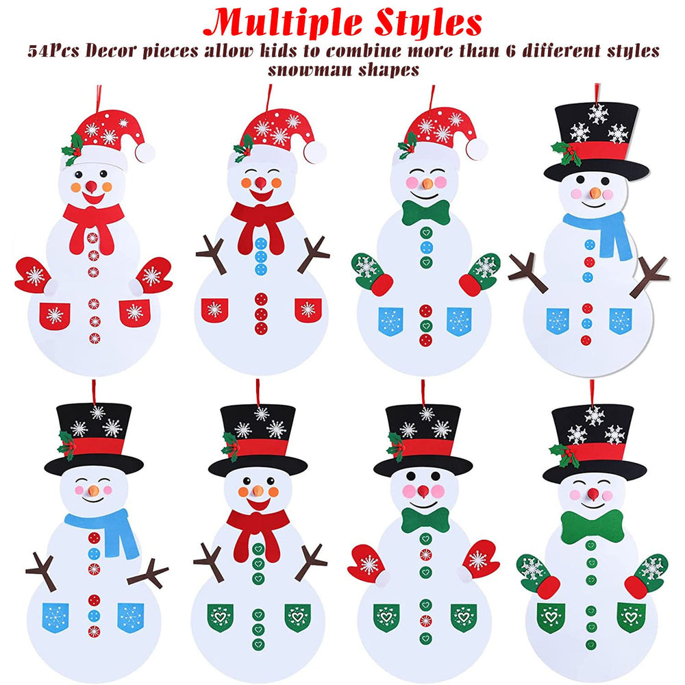 Felt Christmas Snowman DIY Decoration Set 54 Pieces Multi-Color Kids Craft Kit Image 2