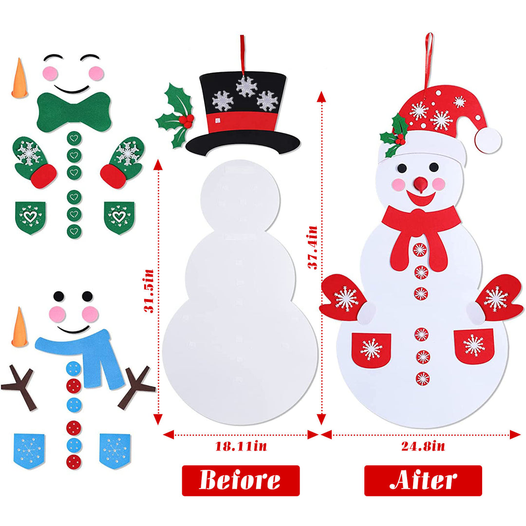 Felt Christmas Snowman DIY Decoration Set 54 Pieces Multi-Color Kids Craft Kit Image 3