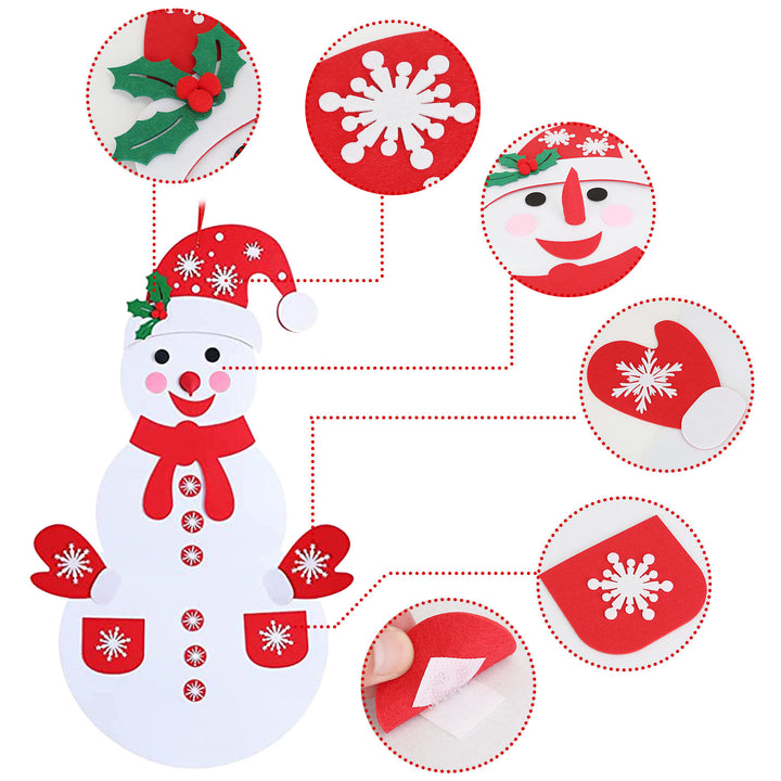 Felt Christmas Snowman DIY Decoration Set 54 Pieces Multi-Color Kids Craft Kit Image 4